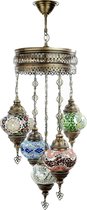 Hanglamp oosterse mozaïek - 5 bollen - 5 kleuren