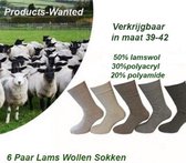 6 Paar Lams Wollen Sokken in Verschillende Kleuren | Maat 39-42