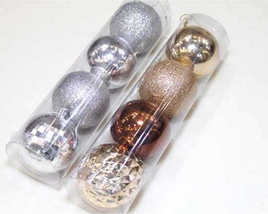 Set de boules de Noël - 8 pièces - 6cm - Or et Brun rouille - collection 2021