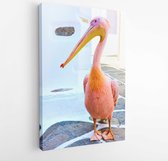 Canvas schilderij - One of pelicans Petros in the street in Mykonos town, Greece -  1089796241 - 80*60 Vertical