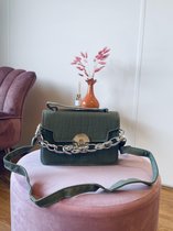 Chain bag zilver | groen
