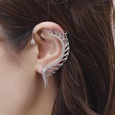 Prachtige diamanten look zilveren engelenvleugel oormanchet uit één stuk-zilveren