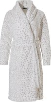 Pastunette Deluxe badjas fleece dames - wit-grijs - 75212-330-0/103 - maat 36/38
