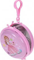 opbergdoosje sleutelhanger prinses 8 cm roze