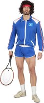 Wilbers & Wilbers - Tennis Kostuum - Jaren 80 Grand Slam Tennis Kampioen - Man - Blauw - XL - Carnavalskleding - Verkleedkleding