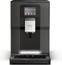 Zwarte Krups Intuition volautomaat met touchscreen en koffiekeuzes.