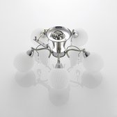 Lindby - plafondlamp - 5 lichts - Glas, metaal - H: 22 cm - E14 - wit, chroom