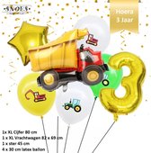 Verjaardag Jongen Vrachtwagen - Kiepwagen - Ballonnen Set * Cijfer 3 * Nummer 3 * Hoera 3 jaar * Snoes * Verjaardag * Kinderfeest * Verjaardag Versiering * Thema Vrachtwagen - Kiep