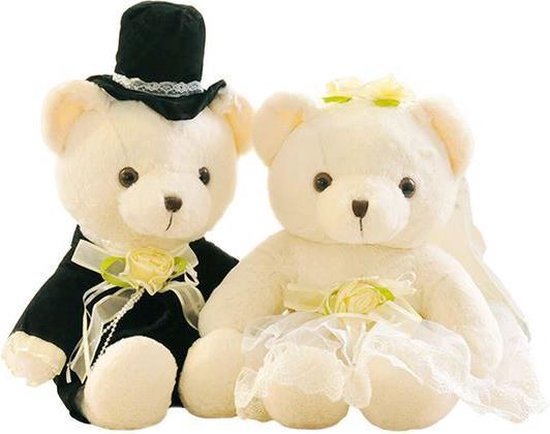 Beren bruidspaar van ongeveer 15 cm groot - bruiloft - beer - knuffel -  trouwen -... | bol.com