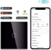 S&L zwarte wifi touch lichtschakelaar - lichtknop - wandschakelaar - touch licht gehard glas - Google Assistant - Amazon alexa - Smart life Apple/Android