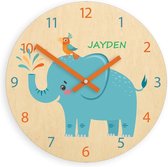 Belanian - Klokken - Wandklokken - Kinder wandklok 30 cm - olifant met personalizen naam, houten klok, klok met cijfers, cadeau, grappige klok, kinderklok, jongensklok, meisje