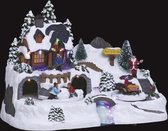 Kerstdorp Verlichte en rijdende tractor in doos - Met trafo