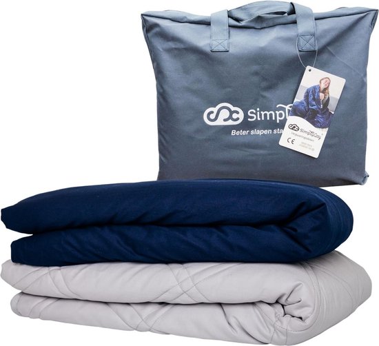 Set de couvertures lestées Katoen 8 kg Weighted Blanket Beter Sleep - Housse lavable en Katoen - 200 x 140 - Bleu foncé