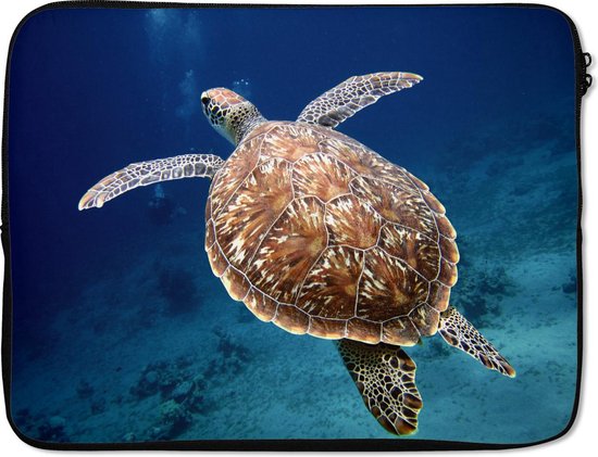 Laptophoes 17 inch 41x32 cm - Schildpad - Macbook & Laptop sleeve Zeeschildpad fotoprint - Laptop hoes met foto