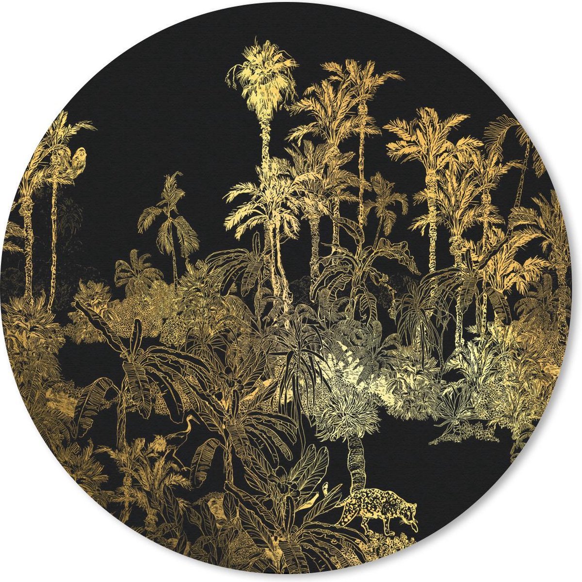 Muismat rond 30x30 cm - Mousepad Jungle - Goud - Bomen - Ronde muismatten