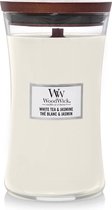 Woodwick Hourglass Large Geurkaars - White Tea & Jasmine