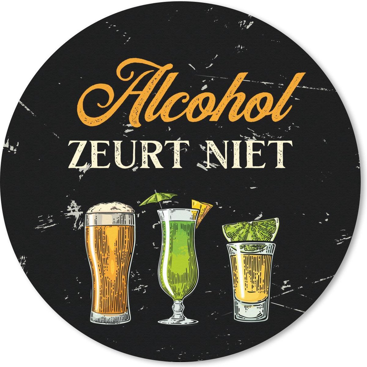 Muismat rond 50x50 cm - Mousepad Alcohol - Drank - Glazen - Ronde muismatten - Cadeau voor vrouw - Cadeau voor man