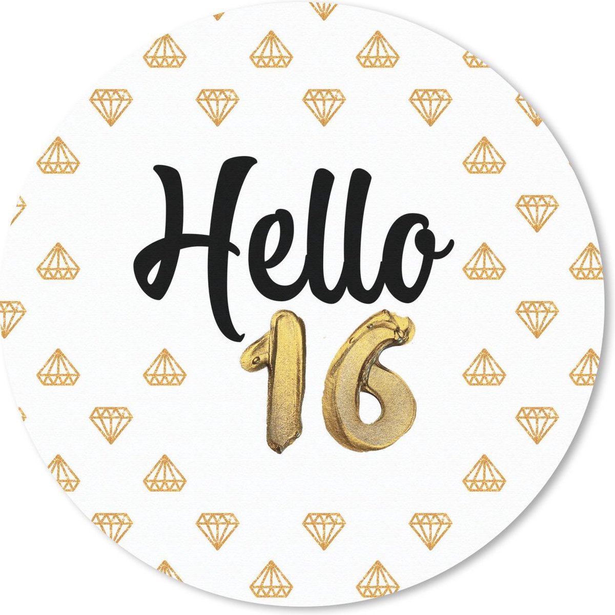 Muismat rond 40x40 cm - Mousepad Feest - Diamant - 16 jaar - Ronde muismatten