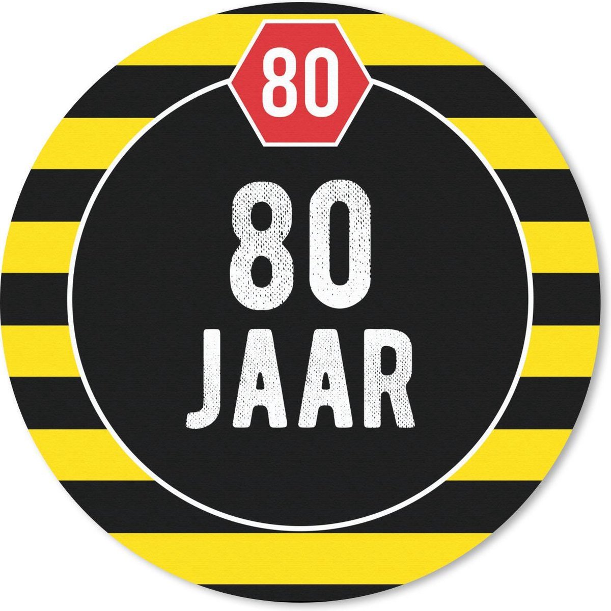 Muismat rond 30x30 cm - Mousepad Jubileum - 80 Jaar - Feest - Ronde muismatten