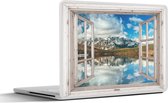 Laptop sticker - 14 inch - Doorkijk - Berg - Water - 32x5x23x5cm - Laptopstickers - Laptop skin - Cover