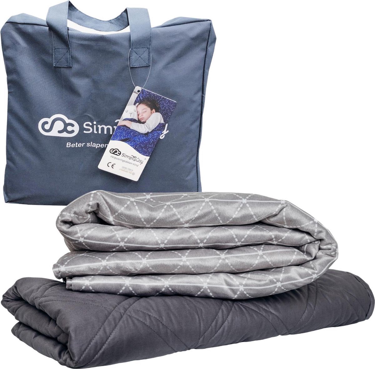 Verzwaringsdeken Kind 3,5KG Weighted Blanket Kinderen - Beter slapen- Oeko Tex Keurmerk –Grijs Driehoek - 100x150
