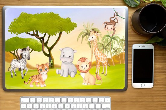Sticker ordinateur portable - 17,3 pouces - Jungle - Animaux - Enfant