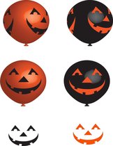 24x stuks Halloween ballonnen met lachende pompoenen print 27 cm - Halloween / horror feestversiering/decoratie