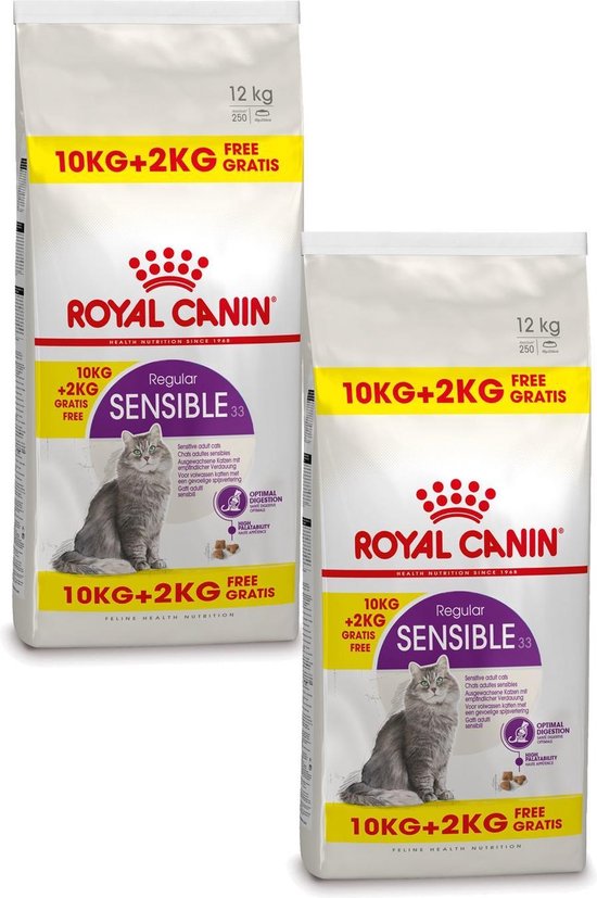 Royal Canin Sensible 33 - Kattenvoer - 2 x 10+2 kg Bonusbag | bol.com