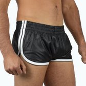 Sexy Mannen Punk Pu Short Zwart/Wit Maat M