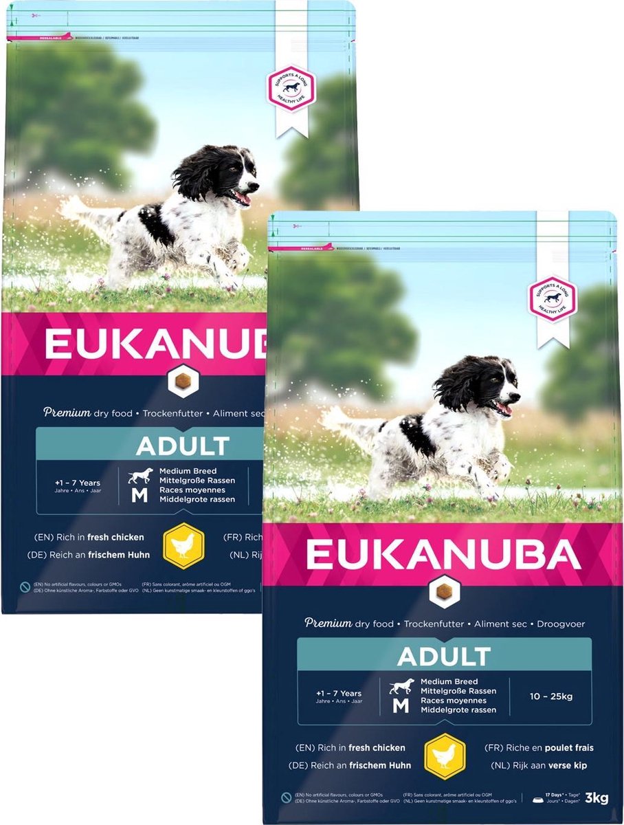 Eukanuba Active Adult Medium Breed Kip – Hondenvoer – 2 x 3 kg