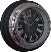 Mur - Horloge de bateau - 30cm rond - noir avec bord nickel