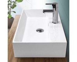 Wastafel incl. afvoer met overloop 60,5x36x13 cm wit keramiek LuxeBath
