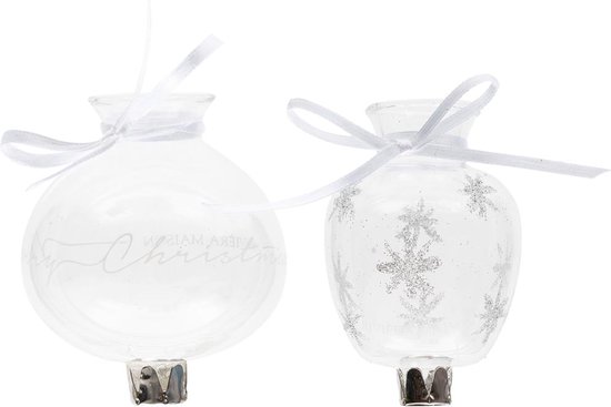 Riviera Maison Merry Christmas Mini Vases 2 pieces - Glas - 6.0x6.0x7.0 cm