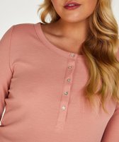 Hunkemöller Dames Nachtmode Pyjamatop lange mouwen  - Roze - maat XL