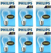 Philips - Standaardlamp - 15Watt - E27 Fitting - Gloeilamp - Helder - Dimbaar - Grote Fitting - 15W - (6 STUKS)
