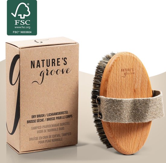 Brosse de brossage à sec - 100% Naturel - Peau normale - Bois durable -  Dispositif