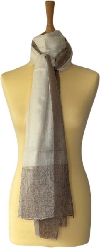 Echarpe en cachemire blanc - écharpe aux motifs Paisley légèrement visibles - 100% cachemire - Cachemire