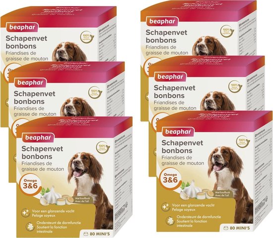 Beaphar Schapenvetbonbons Knoflook - Hondensnacks - 6 x Mini