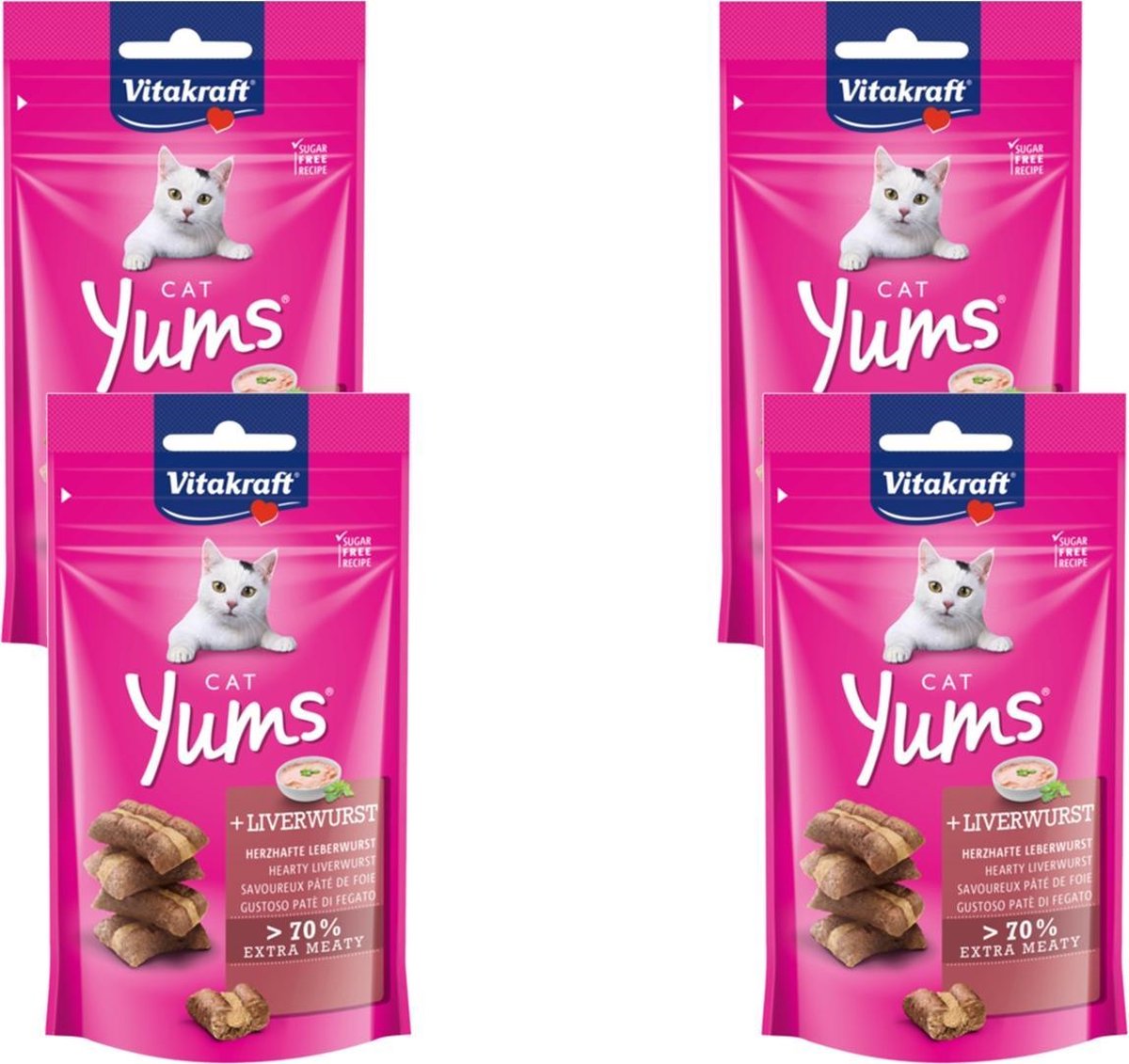 Vitakraft Cat Yums - Kattensnack - Leverworst - 4 x 40 g
