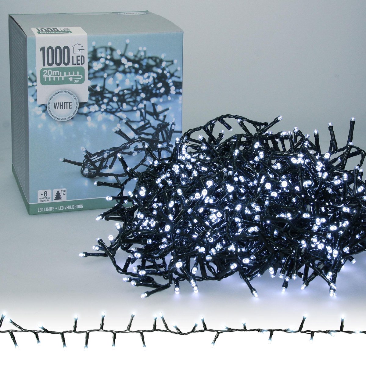 Micro Cluster 1000 LED's 20 meter wit