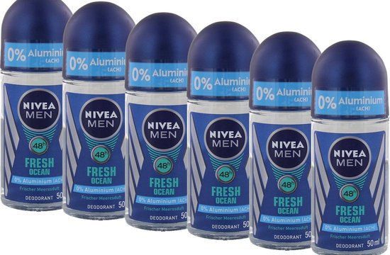 Foto: Nivea men deodorant roller fresh ocean 6 x 50 ml voordeelverpakking