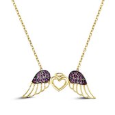 18K engel en vleugels hart hanger 45cm - ketting