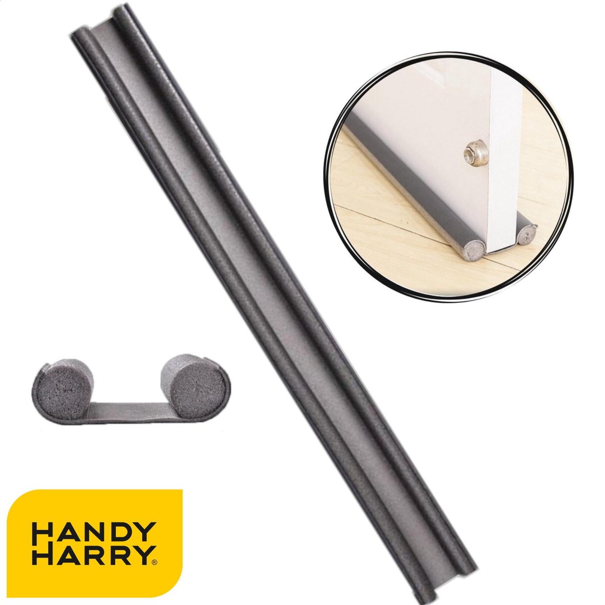 HANDY HARRY® Tochtstopper Deur Grijs - Dubbele Tochtrol - Tochtstrip - Foam - 95 cm