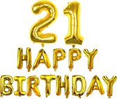 Verjaardag Versiering - 21e Verjaardag - Happy Birthday - Goud - Happy Birthday Slinger - Ballonnen Verjaardag - Verjaardag Decoratie - Fienosa