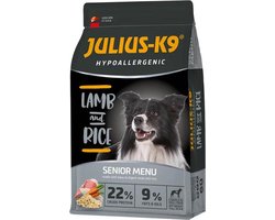 Julius-K9 Senior – Hypoallergeen hondenvoer met lam & rijst – Hondenbrokken voor oudere honden met gevoelige spijsvertering – 12kg