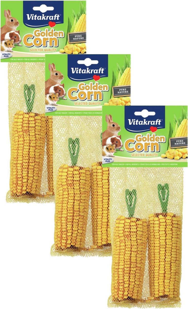 Vitakraft Golden Corn Maiskolf - Knaagdiersnack - 3 x 2 stuks