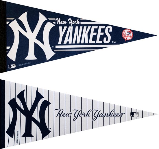 USArticlesEU - Honkbal - MLB - Vaantje - New York Yankees - Baseball - Pennant - Blauw - 31 x 72 cm - USArticlesEU