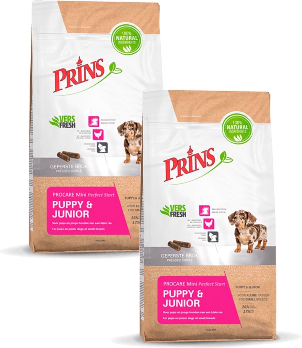 Prins Prins Procare Puppy & Junior Mini Gevogelte - Hondenvoer - 2 x 3 kg