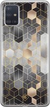 Samsung A71 hoesje siliconen - Grey cubes | Samsung Galaxy A71 case | grijs | TPU backcover transparant