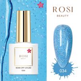 ROSI Beauty Gelpolish - Gel nagellak - Gellak - 10 ML - UV & LED - Blauw 034 Glitter Blue